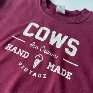 Gildan Maroon Sweatshirt - Cows Ice Cream Design